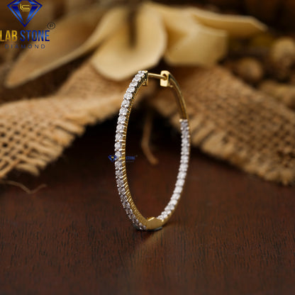 0.912 TDW Round Cut Diamond Hoop Earring