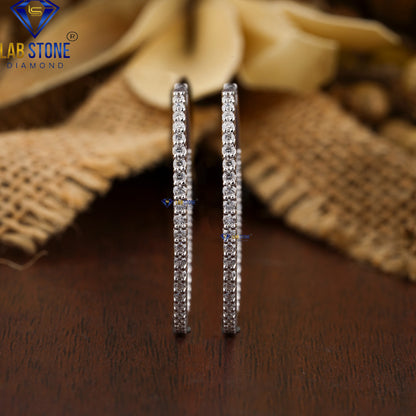 0.912 TDW Round Cut Diamond Hoop Earring