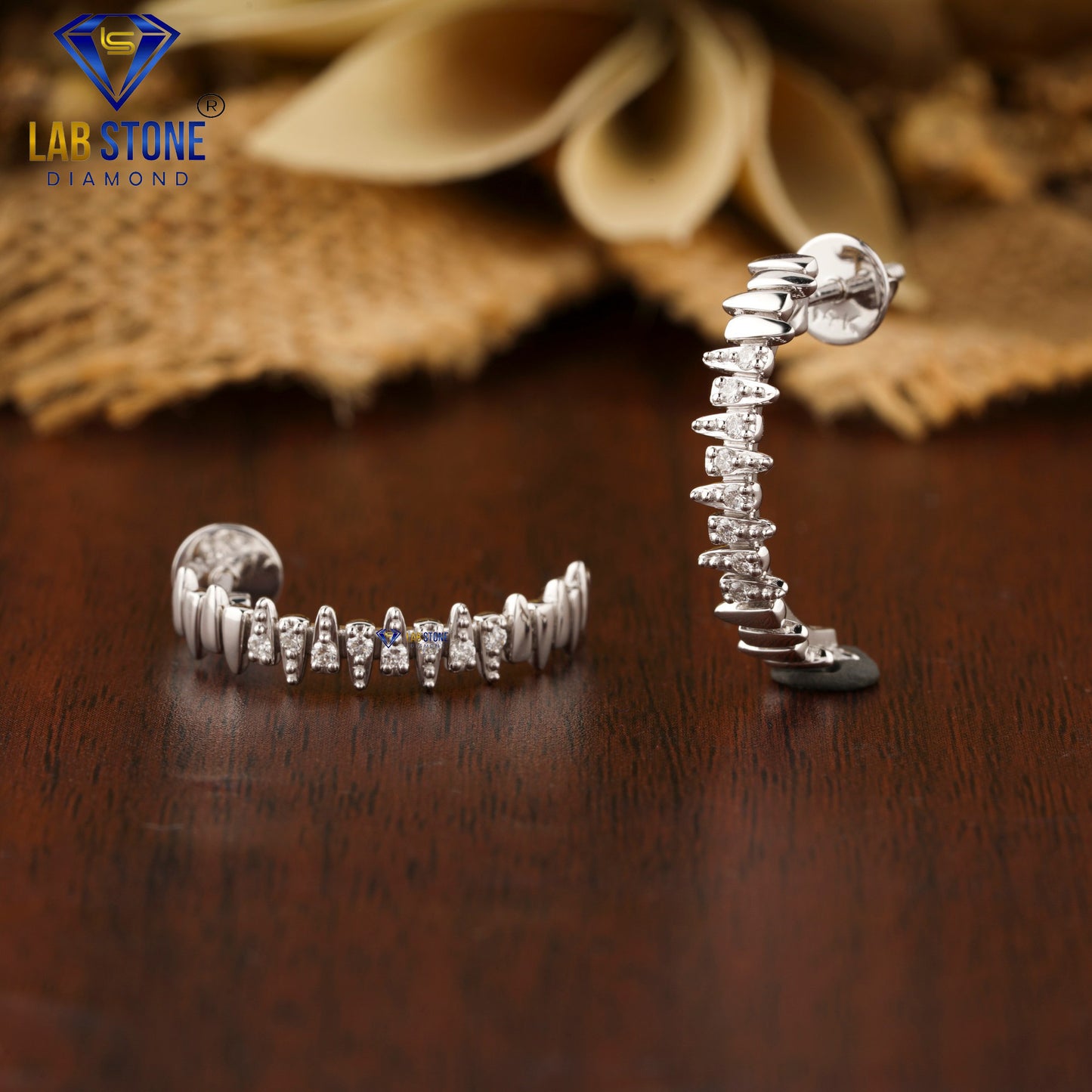 0.16 TDW Round Cut Diamond Hoop Earrings