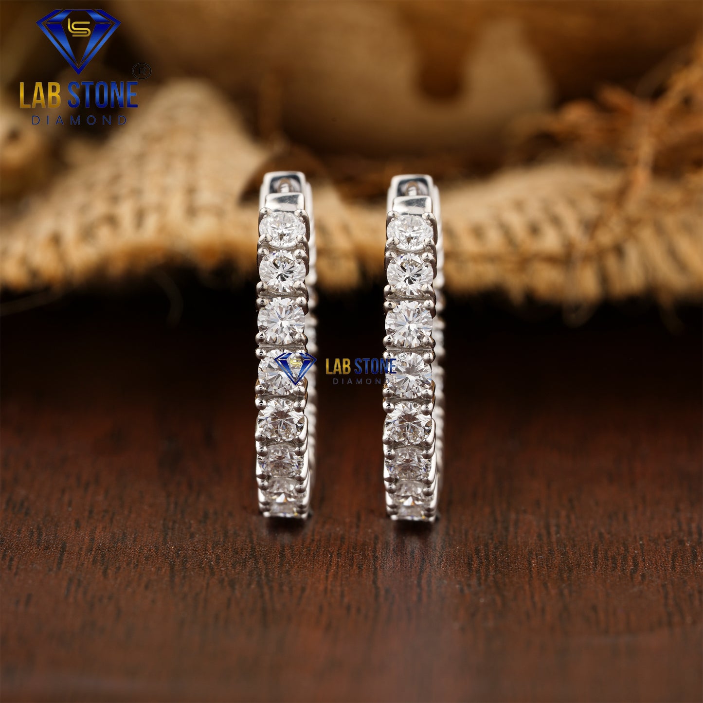1.76 TDW Round Cut Diamond Hoop Earrings