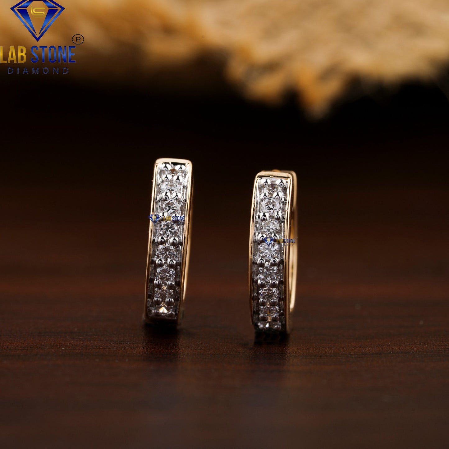 0.16 TDW Round Cut Diamond Hoop Earrings