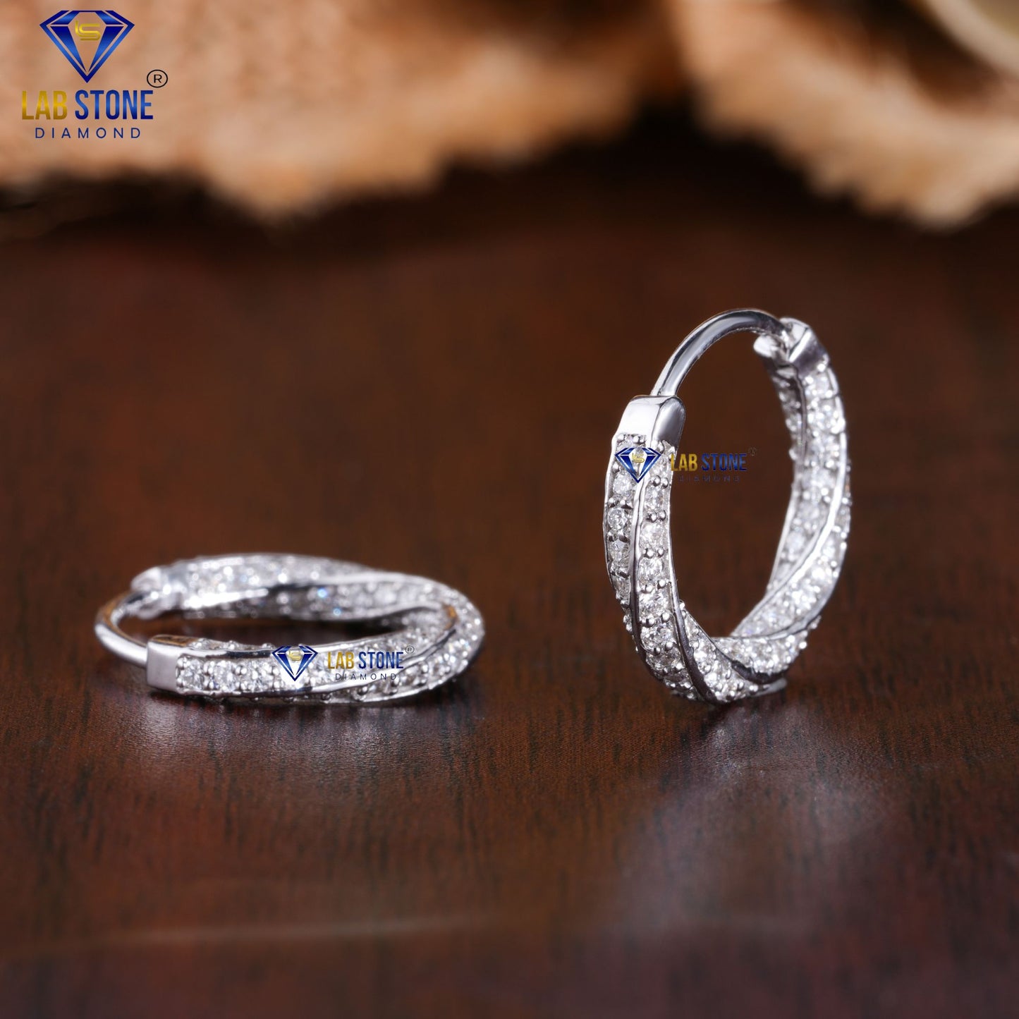 1.20 TDW Round Cut Diamond Hoop Earrings