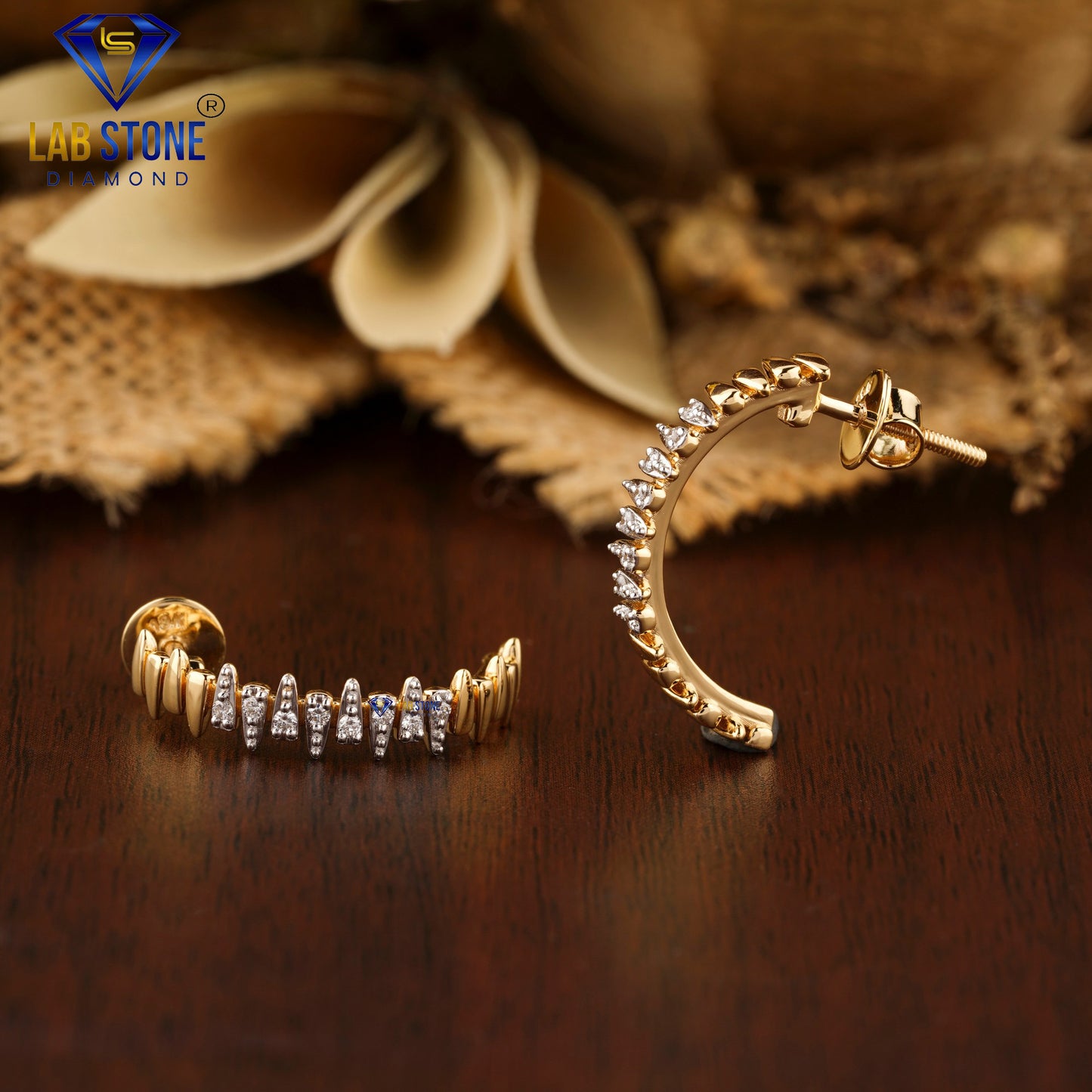 0.16 TDW Round Cut Diamond Hoop Earrings