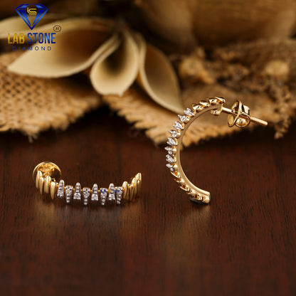 0.16 TDW Round Cut Diamond Hoop Earrings