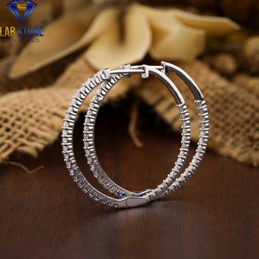 0.912 TDW Round Cut Diamond Hoop Earring