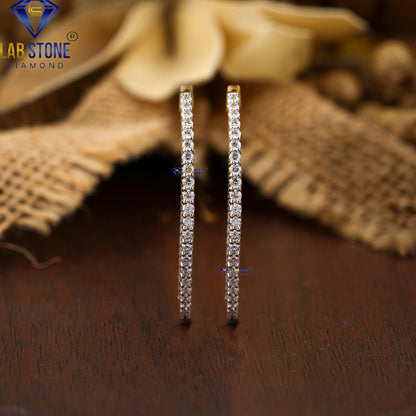 0.912 TDW Round Cut Diamond Hoop Earring