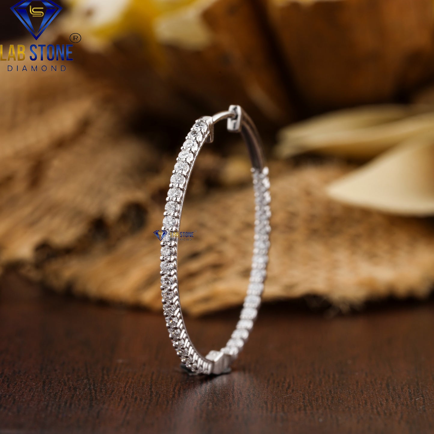 1.44 TDW Round Cut Diamond Hoop Earrings