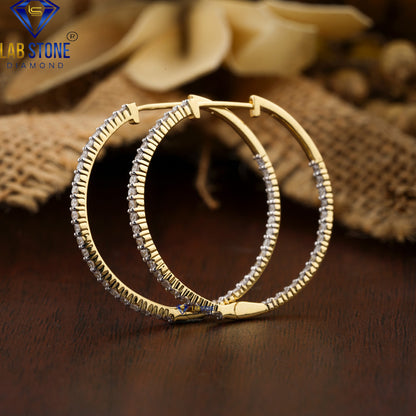 0.912 TDW Round Cut Diamond Hoop Earring