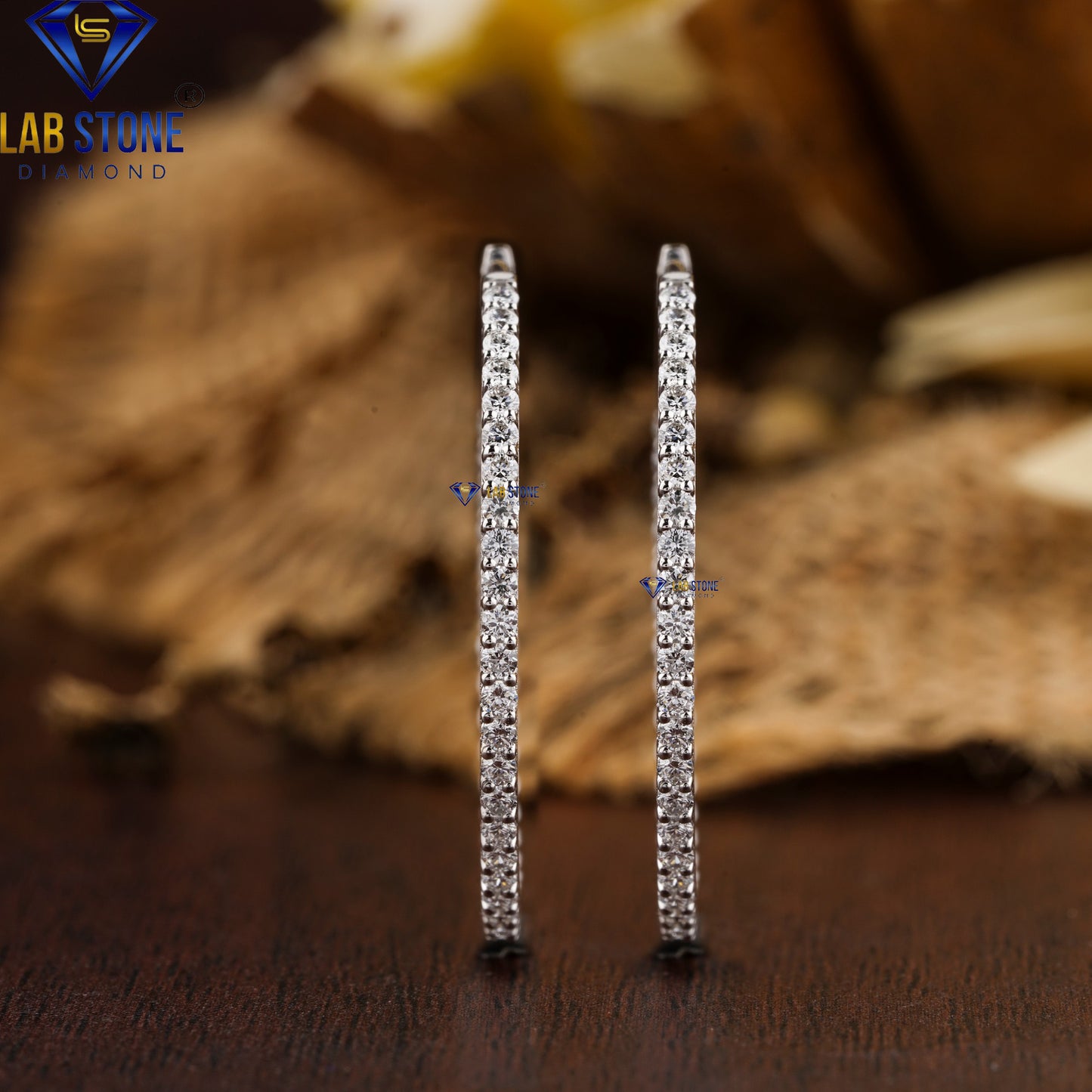 1.44 TDW Round Cut Diamond Hoop Earrings