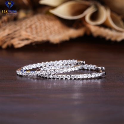 4.80 TDW Round Cut Diamond Hoop Earrings