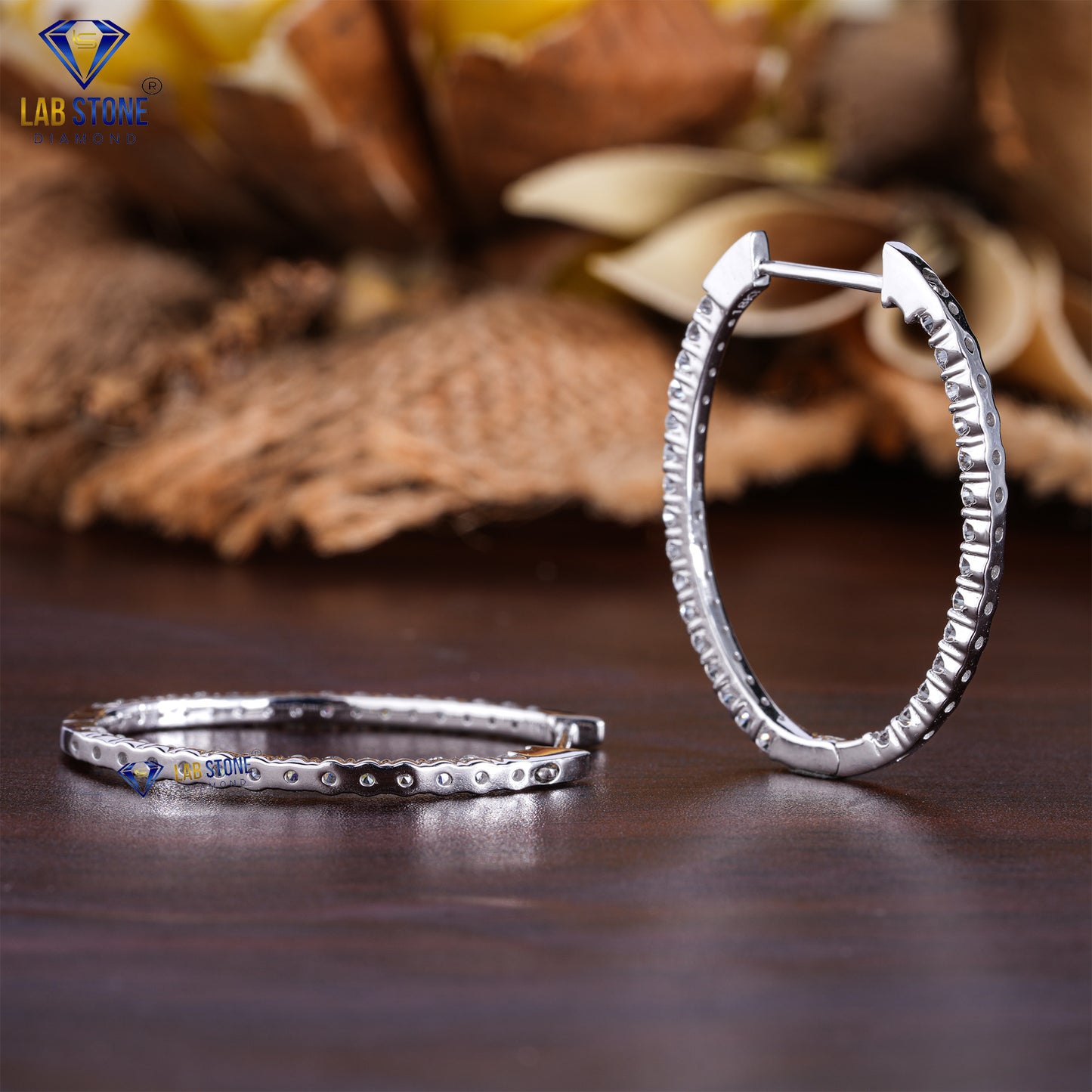 4.80 TDW Round Cut Diamond Hoop Earrings