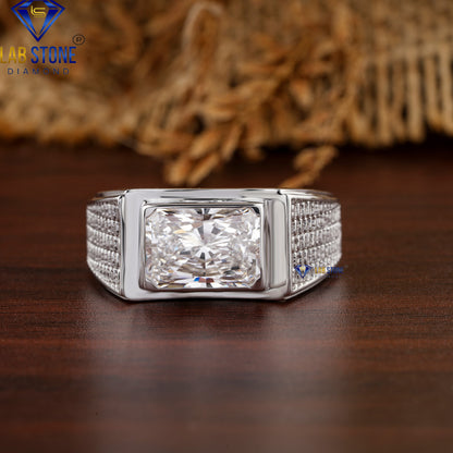 3.28 TDW Radiant Cut Diamond Men’s Engagement Ring