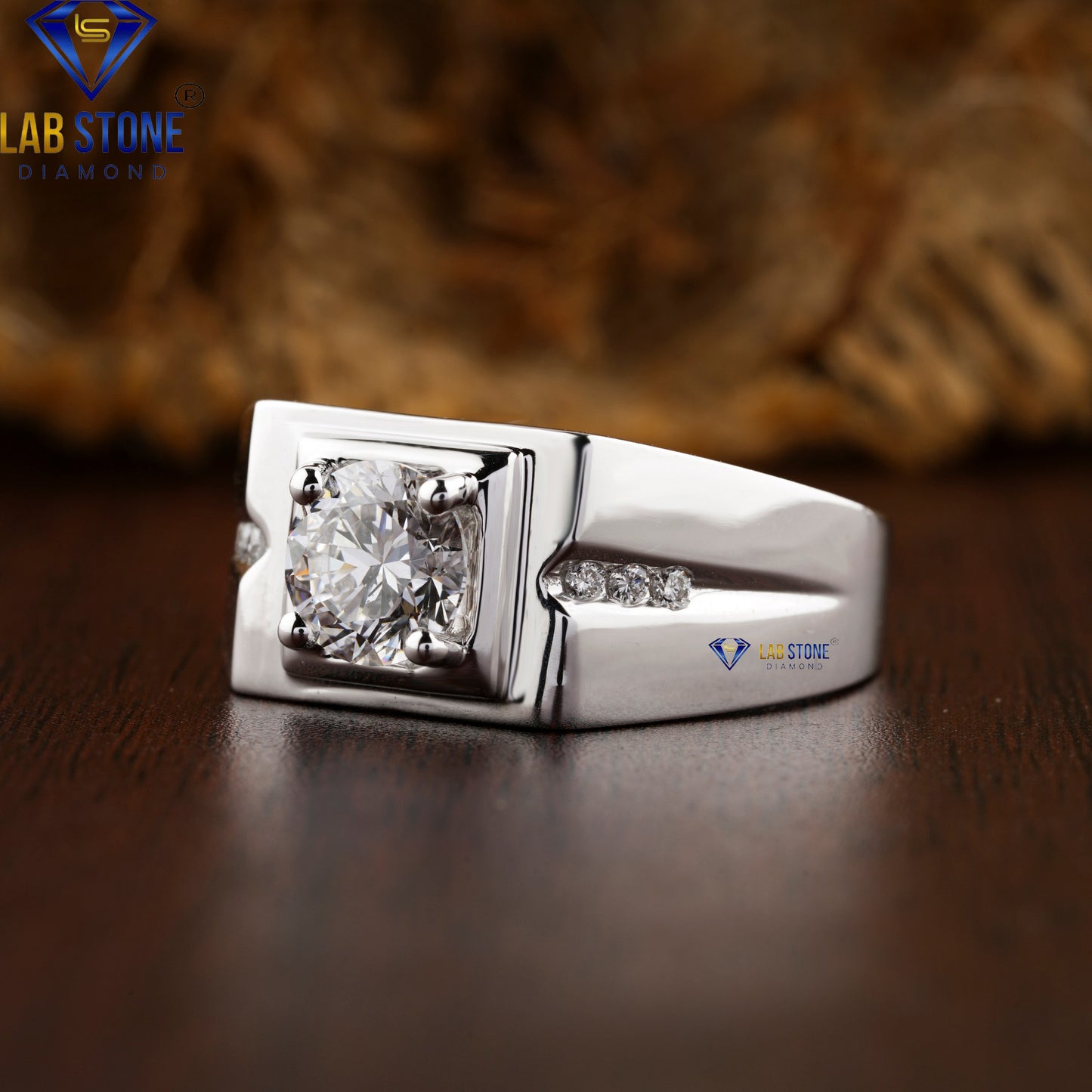 1.31 TDW Round Cut Diamond Men’s  Engagement Ring