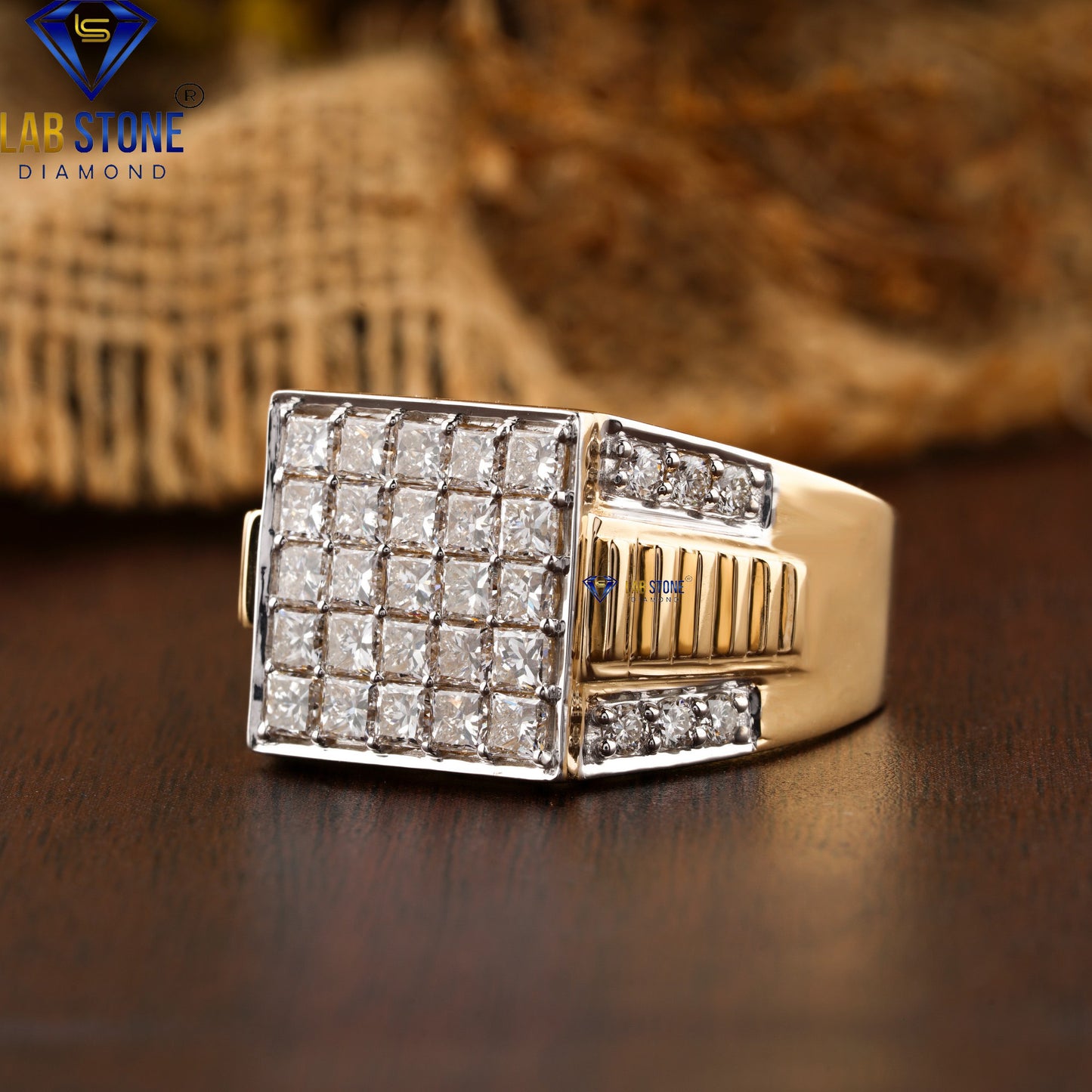 2.37 TDW Princess & Round Cut Diamond Men’s Ring