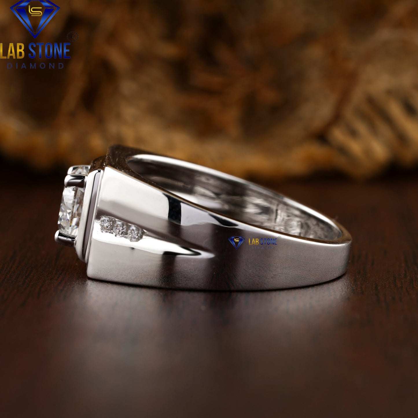 1.31 TDW Round Cut Diamond Men’s  Engagement Ring