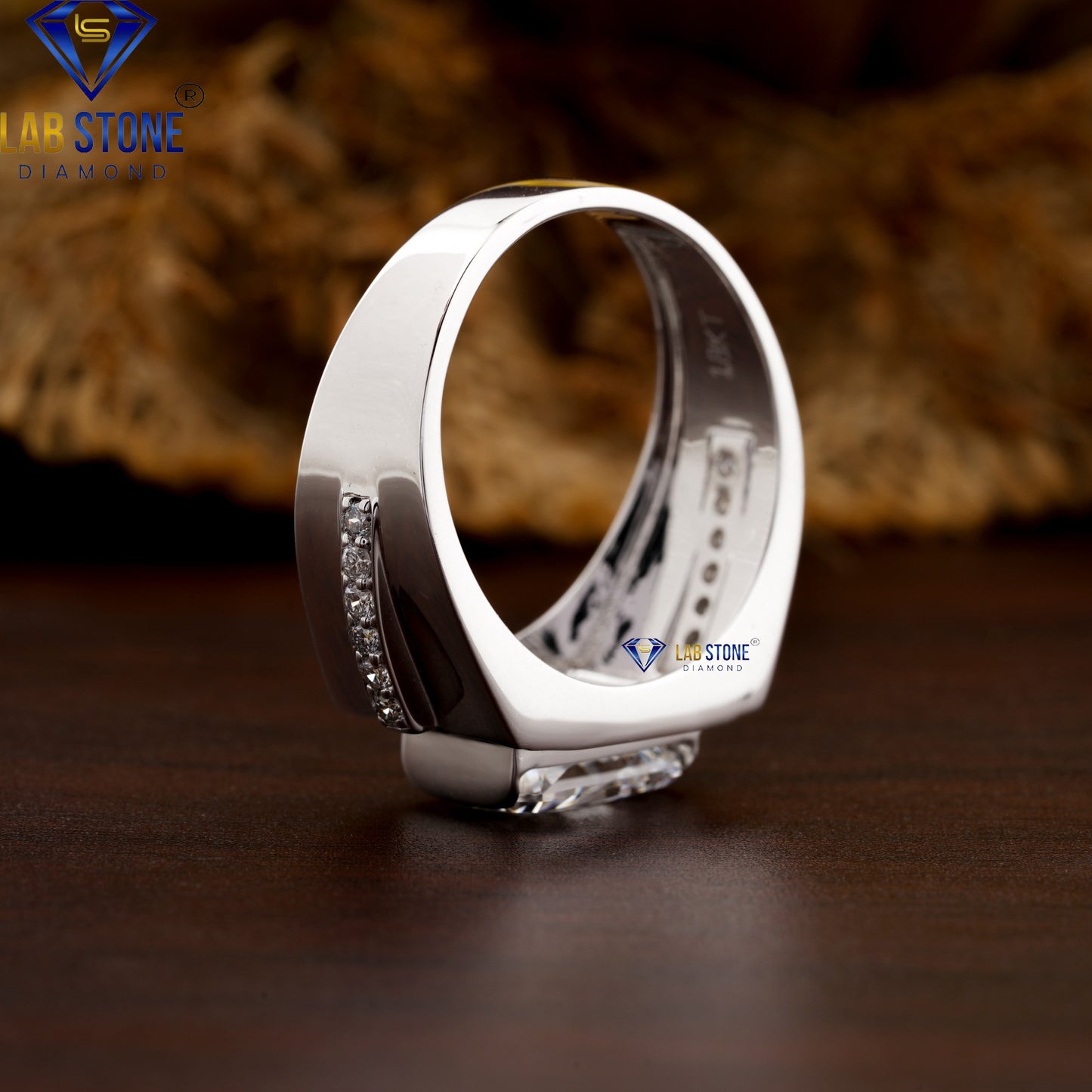 3.58 TDW Radiant and Round Cut Men’s Engagement Ring