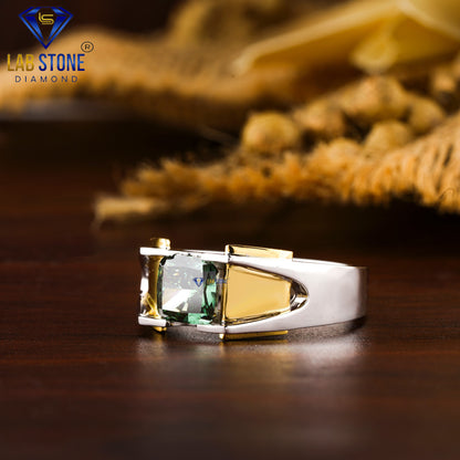 1.65 TDW Fancy Green Cushion Cut Gemstone Solitaire Ring