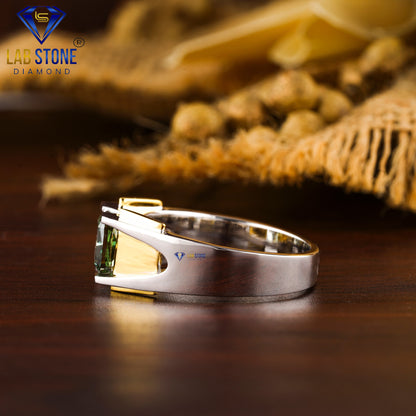 1.65 TDW Fancy Green Cushion Cut Gemstone Solitaire Ring