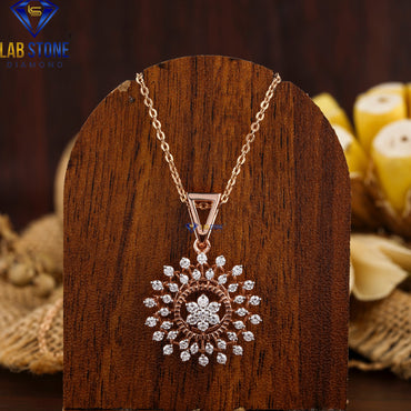 1.14 TDW Round Cut Diamond Pendant & Earring