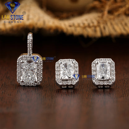 2.71 TDW Radiant & Round Cut Diamond Pendant & Earring