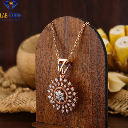 1.14 TDW Round Cut Diamond Pendant & Earring