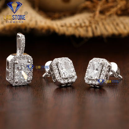 2.71 TDW Radiant & Round Cut Diamond Pendant & Earring