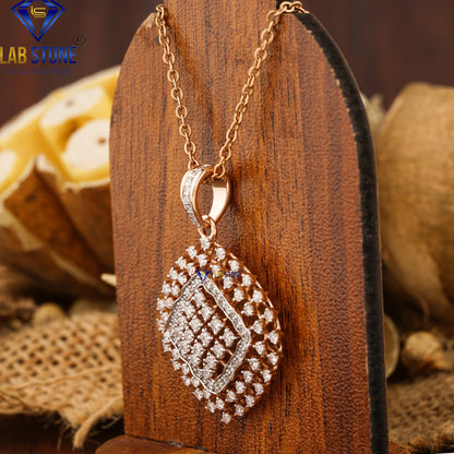1.54 TDW Round Cut Diamond Pendant & Earring