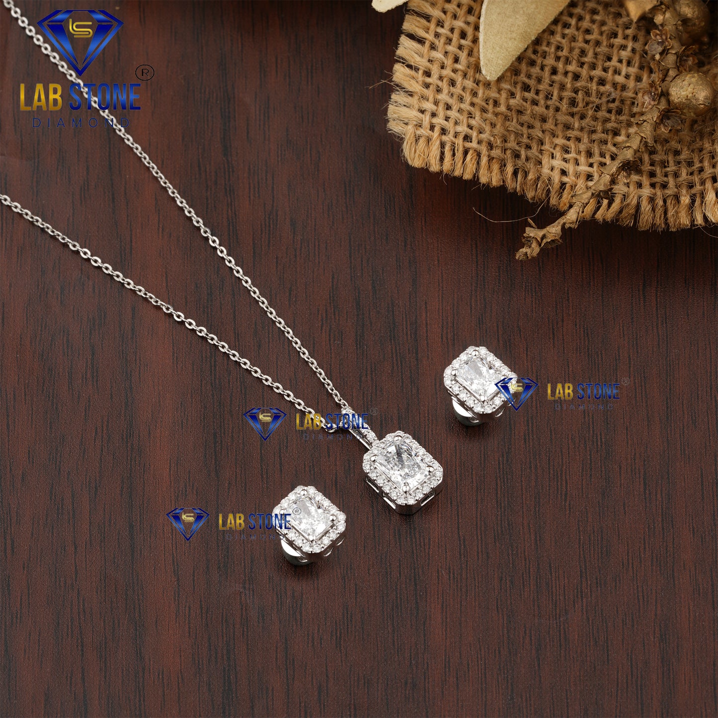 2.71 TDW Radiant & Round Cut Diamond Pendant & Earring