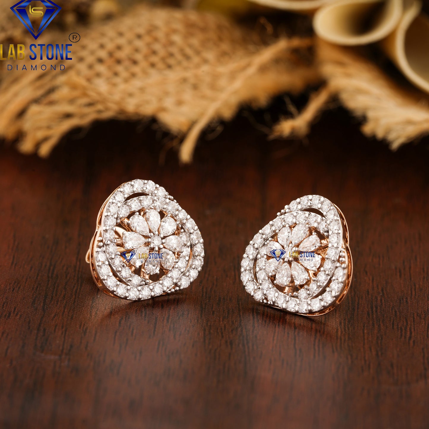 3.06 TDW Pear & Round Cut Diamond Pendant & Earring