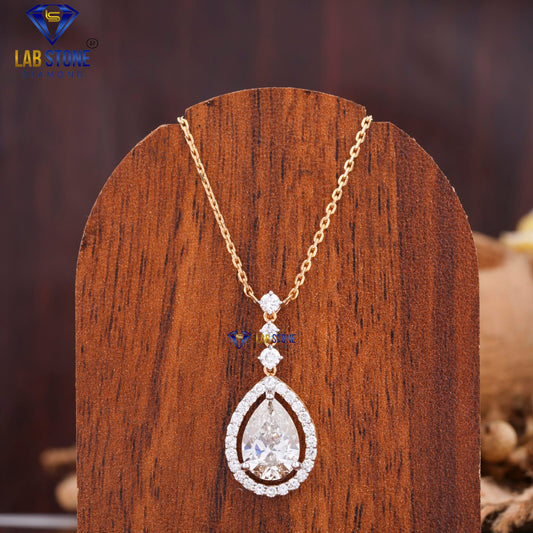 6.49 TDW Pear & Round Cut Diamond Pendant & Earring