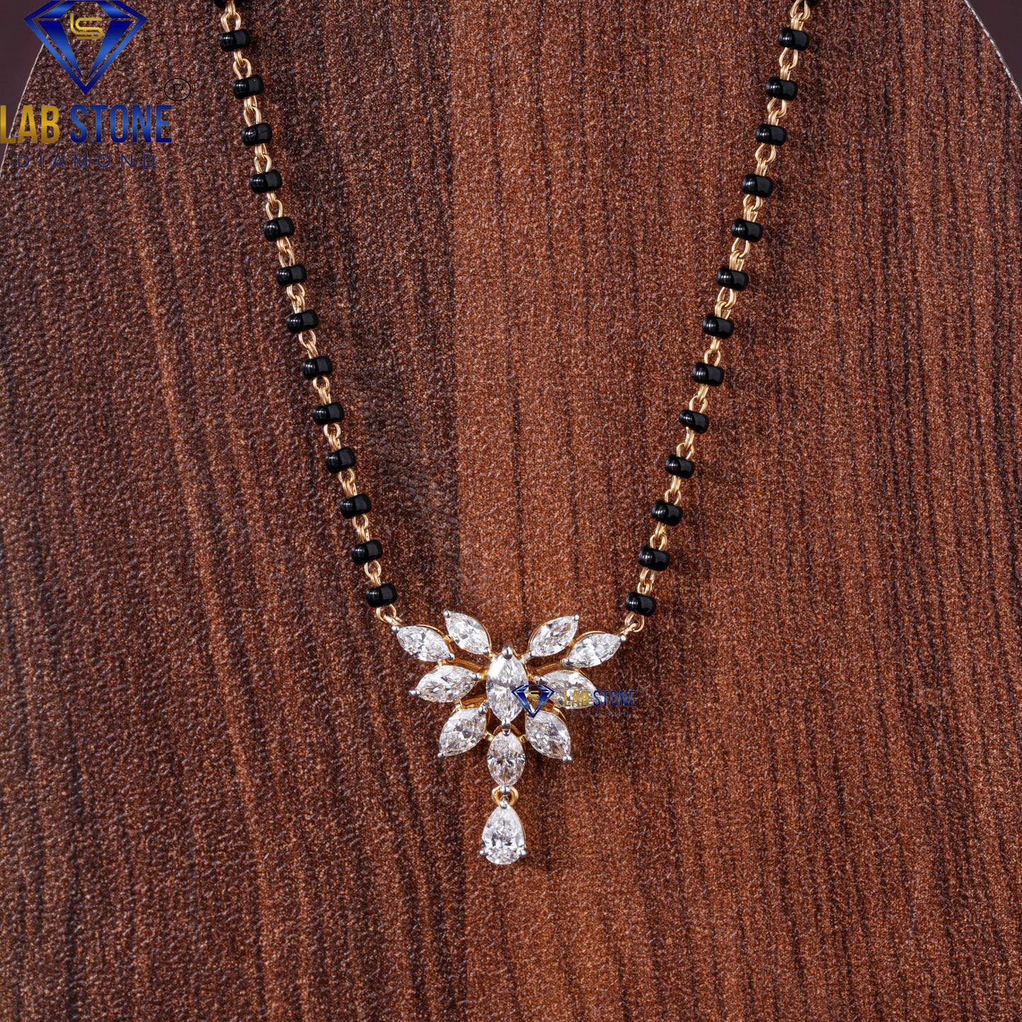 2.80 TDW Marquise & Pear Cut Diamond Mangalsutra