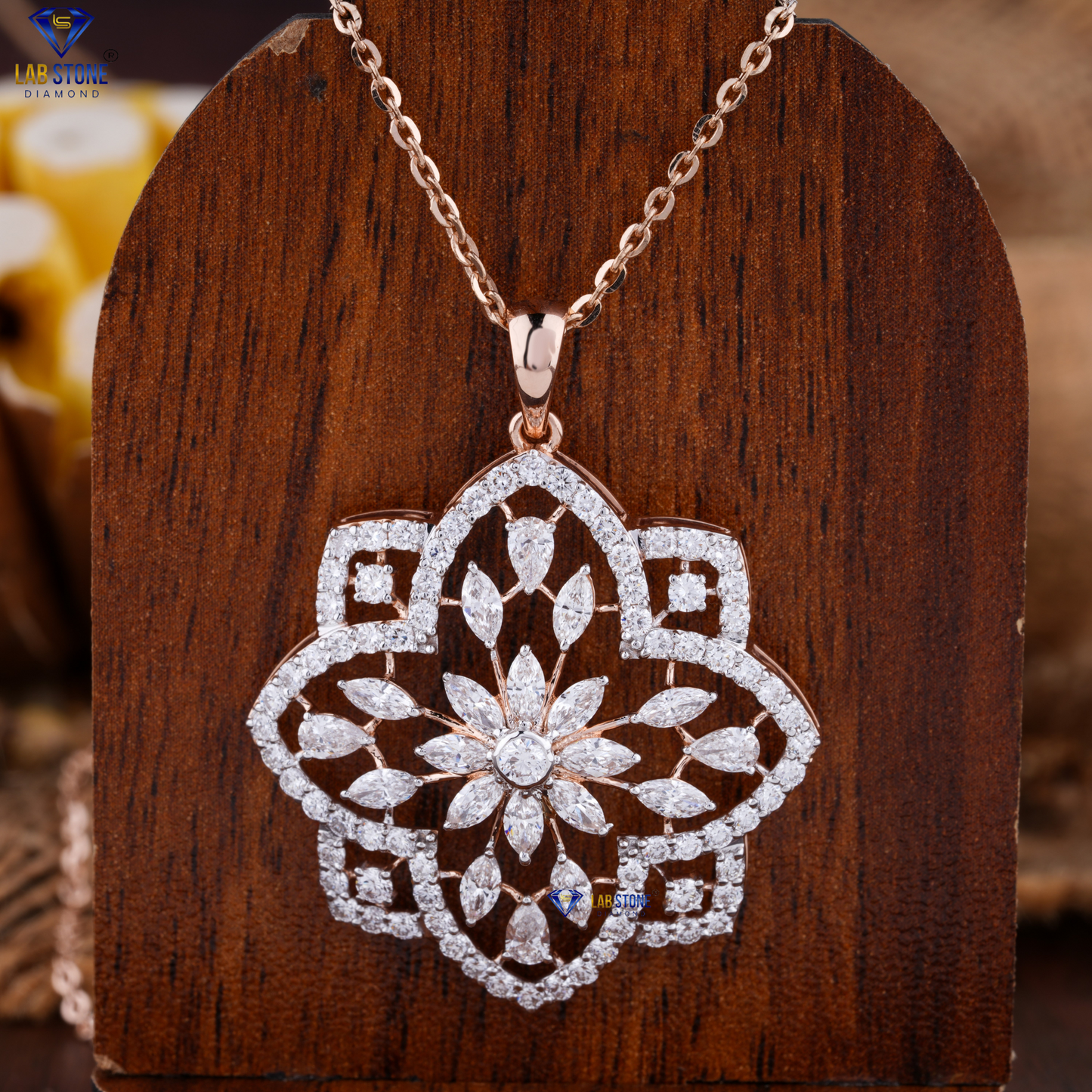 3.43 TDW Round, Marquise & Pear Cut Diamond Pendant & Earring