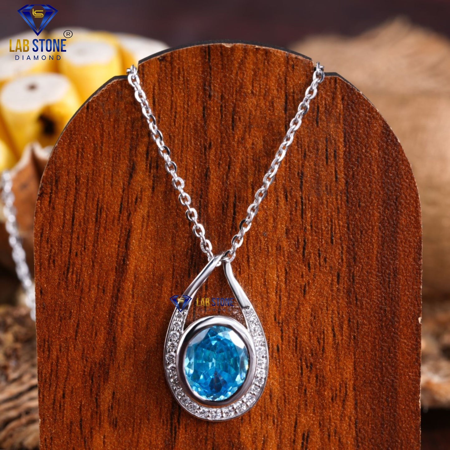 5.03 TDW Fancy Blue Oval & Round Cut Diamond Pendant & Earring