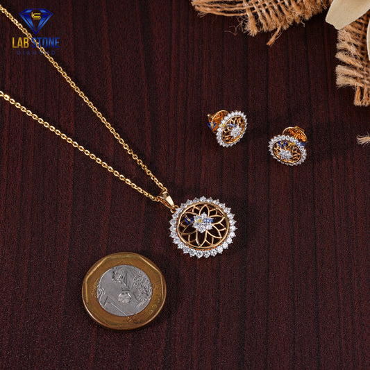 1.53 TDW Round Cut Diamond Pendant & Earring