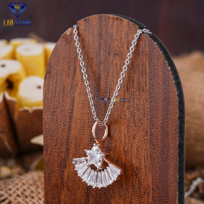 4.88 TDW Kite & Tapered Baguette Cut Diamond Pendant & Earring