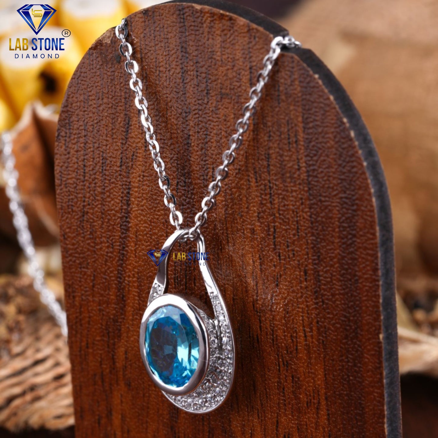 5.03 TDW Fancy Blue Oval & Round Cut Diamond Pendant & Earring