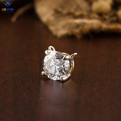 7.49 TDW Round Cut Diamond Pendant & Earring