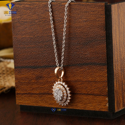 0.871 TDW Round Cut Diamond Pendant & Earring