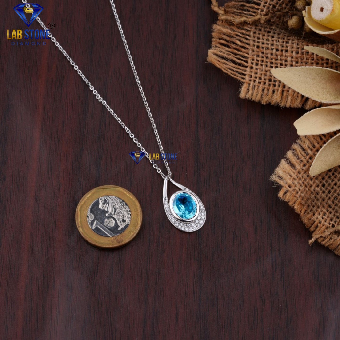 5.03 TDW Fancy Blue Oval & Round Cut Diamond Pendant & Earring