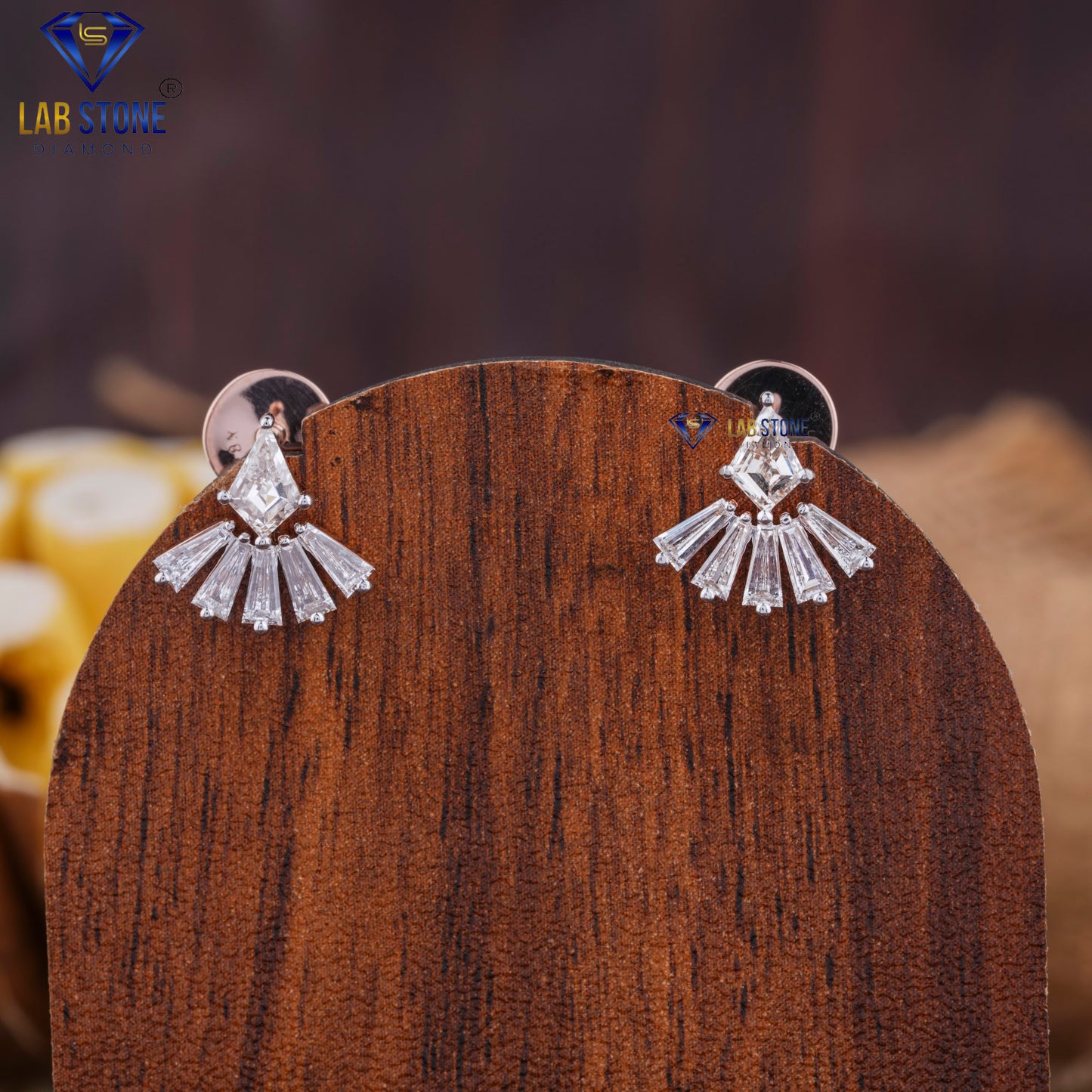 4.88 TDW Kite & Tapered Baguette Cut Diamond Pendant & Earring