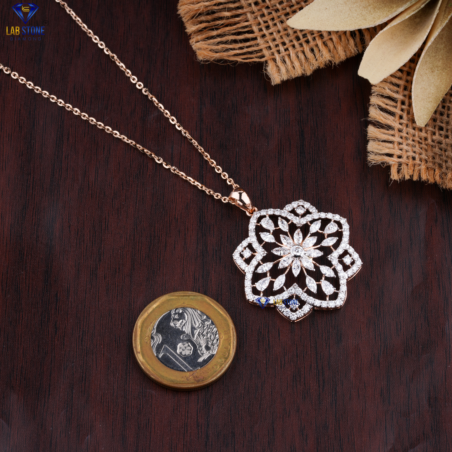 3.43 TDW Round, Marquise & Pear Cut Diamond Pendant & Earring