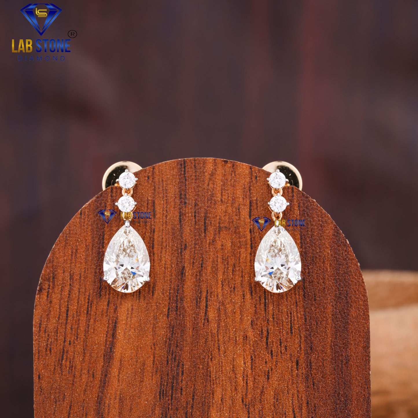 6.49 TDW Pear & Round Cut Diamond Pendant & Earring