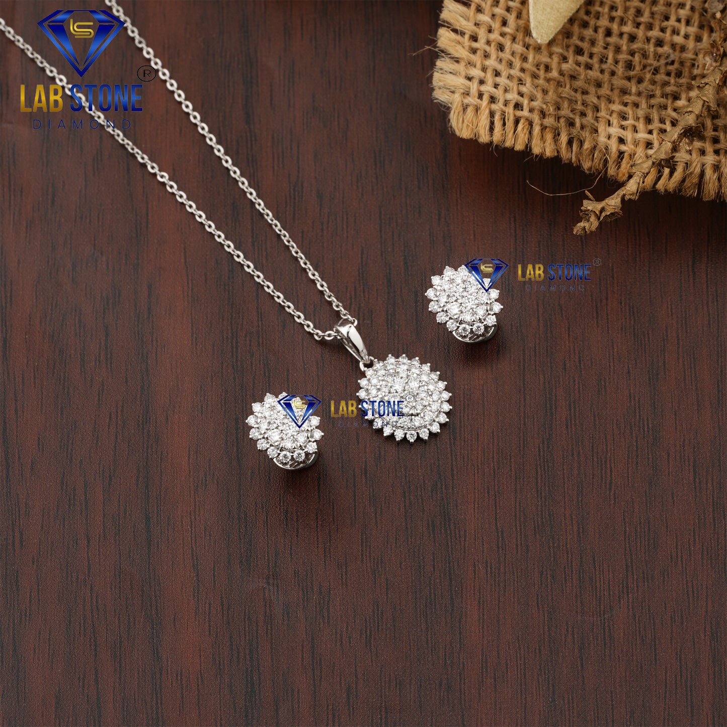 0.871 TDW Round Cut Diamond Pendant & Earring