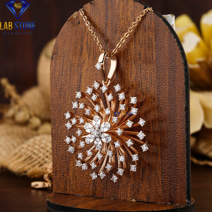 2.09 TDW Round Cut Diamond Pendant & Earring