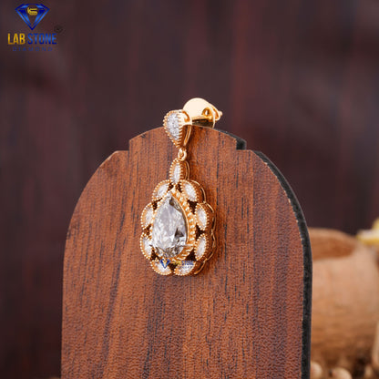 7.41 TDW Pear, Marquise & Round Cut Diamond Pendant & Earring