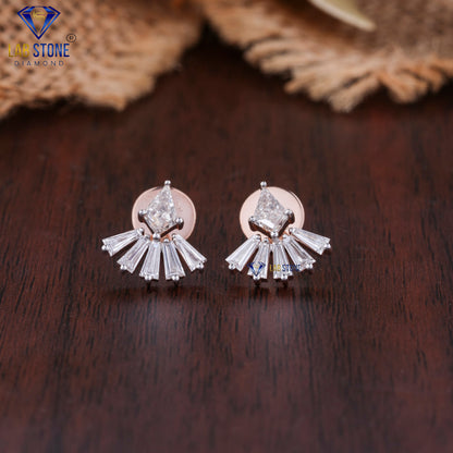 4.88 TDW Kite & Tapered Baguette Cut Diamond Pendant & Earring