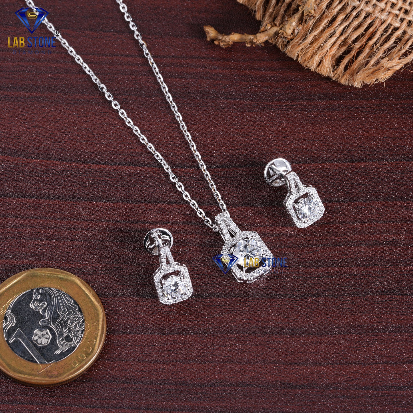 2.03 TDW Round Cut Diamond Pendant & Earring