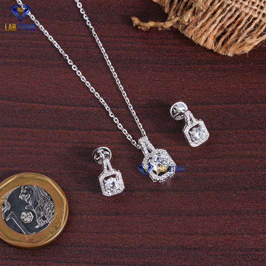 2.03 TDW Round Cut Diamond Pendant & Earring