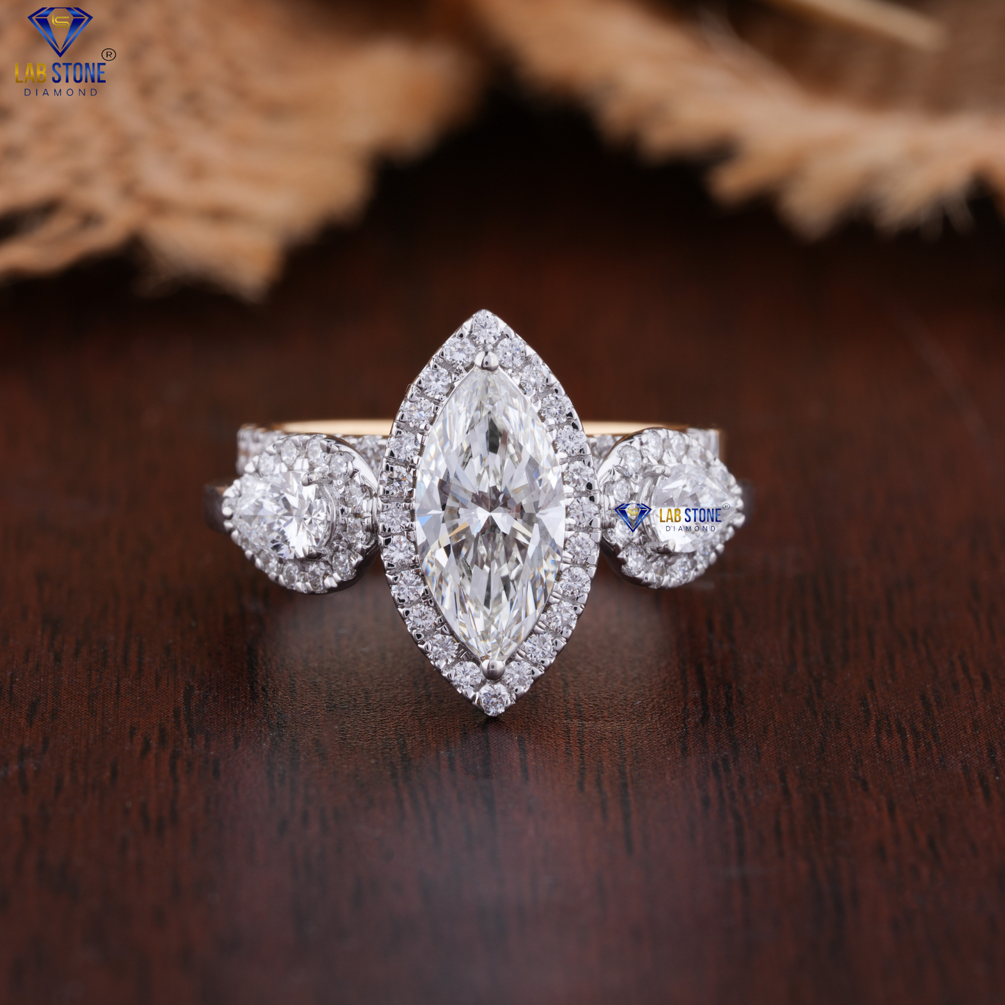 2.09 TDW Marquise, Pear & Round Cut Diamond Ring with Band