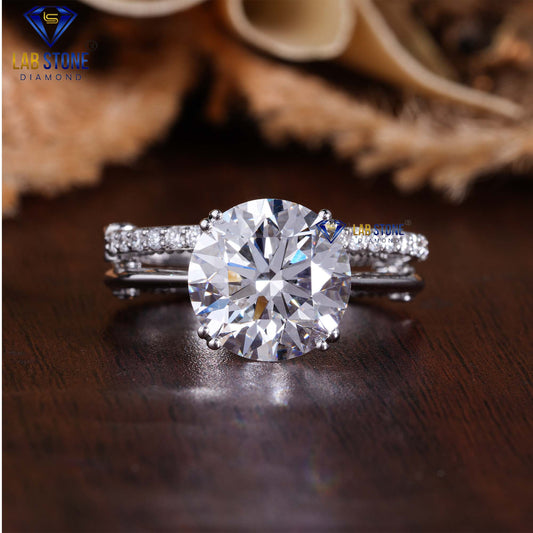 5.469 TDW Round Cut Women’s Diamond Ring with Band